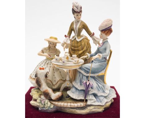 A Royal Worcester porcelain group 'The Tea Party': from the Victorian Ladies Series, no. 22 in a limited edition of 250, 20cm