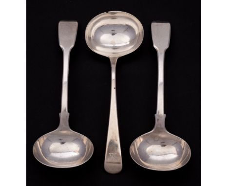 A pair of Victorian silver fiddle pattern sauce ladles, maker Joseph &amp; Albert Savory, London, 1841: together with a Georg