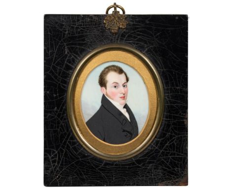 English School early 19th Century-Miniature portrait of Rev. R. Disney of Mitchelstown, County Cork [d.1831],:- head and shou