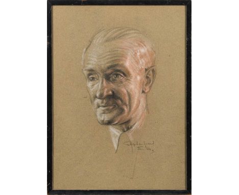 * Stephen Ward [1912-1963]-Portrait of a man,:-signed ad dated Jan '54pastel drawing on grey paper46 x 33.5cm.*Biography     
