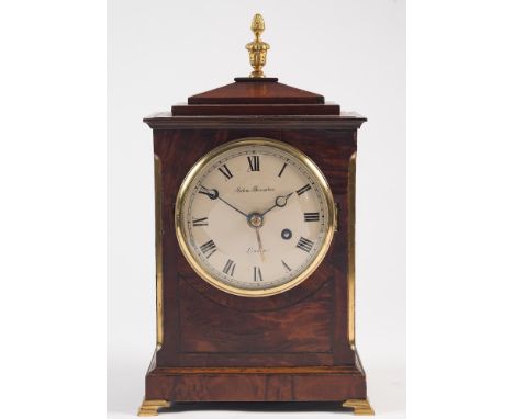 John Thwaites, a small mahogany bracket clock with alarm: the eight-day duration fusee timepiece movement sounding the alarm 