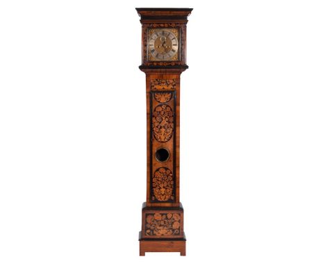 Henry  De La Fueille, London, a walnut panelled marquetry longcase clock: the eight-day duration, five-pillar movement striki