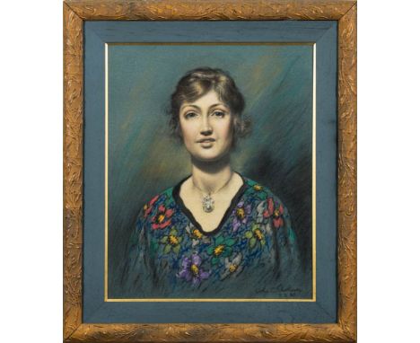 Arthur Charles Shorthouse [1870-1953]-Portrait of a young lady with blue eyes,:-signed and dated 7.3.20 bottom rightpastel dr