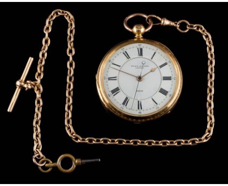 W H. &amp; S. Jackson, London. A gentleman's 18ct gold key wound, open face pocket watch: the dial with Roman numerals and ou