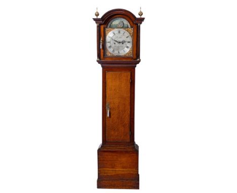 Rath, Burgess Hill, a rocking ship longcase clock: the eight-day duration movement striking the hours on a bell, the twelve-i