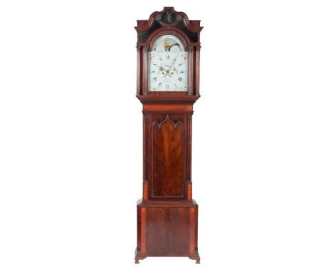 Pearson, Blackburn, a mahogany moonphase longcase clock: the eight-day duration movement striking the hours on a bell and hav