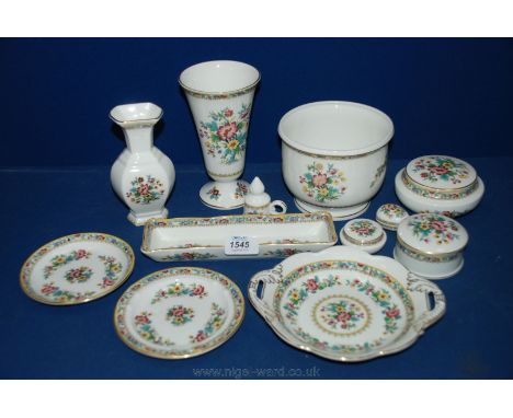 A quantity of Coalport 'Ming Rose' including assorted lidded Pots, Ashtray, Candle Snuffer, Planter, oblong Dish, etc.
