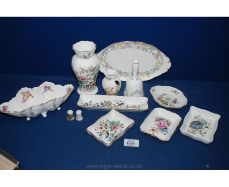 A quantity of china including Aynsley vase, trinket dishes, bell, thimbles, etc.