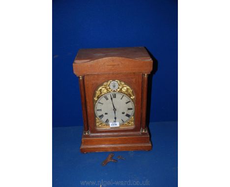 A Mantel Clock, with two train 1/4 chiming movement, (chime silent), with key
