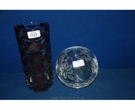 An art deco glass Vase and a Globe Vase with floral decoration.