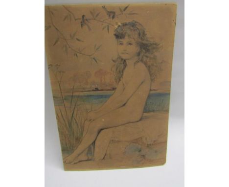 WILLIAM STEPHEN COLEMAN, signed watercolour "Portrait of Young Lady on river bank", 36cm x 26cm 