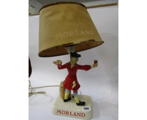 VINTAGE ADVERTISING, Moorland Brewery figure base table lamp with original shade, 42cm height (electric) 