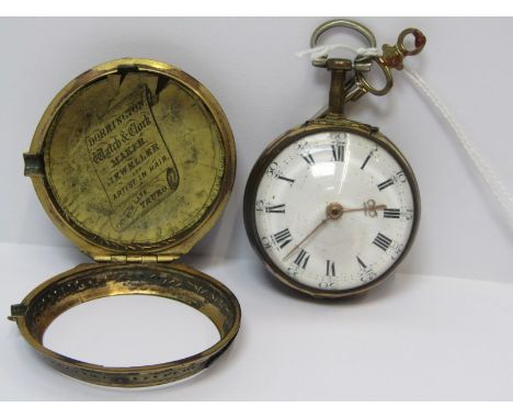 GEORGE III PAIR CASED POCKET WATCH, George Graydon of Dublin pair cased pocket watch with white enamel dial and Roman and Ara