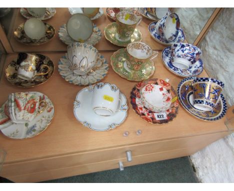 ANTIQUE TEAWARE, Copeland Spode "Japan" pattern cup and saucer, Rockingham style cabinet cup and saucer and similar decorativ