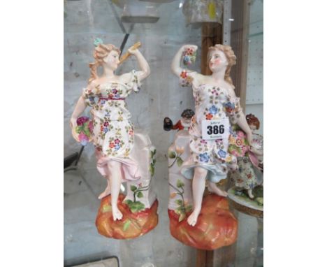 CONTINENTAL PORCELAIN, pair of 19th Century Muse figures, 25cm height 