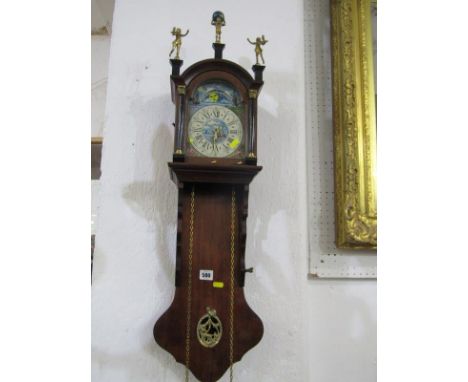 DUTCH STYLE BRACKET CLOCK, brass figure cresting, 84cm height 