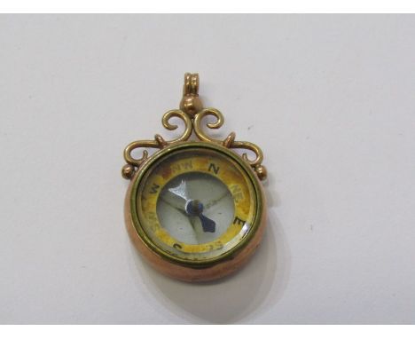 COMPASS FOB, ornate compass fob set in 9ct yellow gold, 4.9 grams overall 