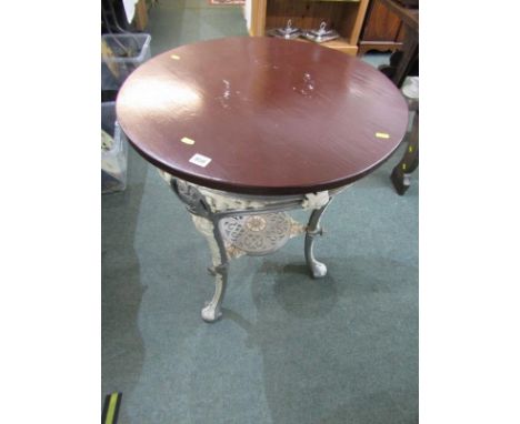 COALBROOKDALE VICTORIA JUBILEE CAST IRON PUB TABLE, with portrait reserves, 63cm diameter, marked Coalbrookdale 