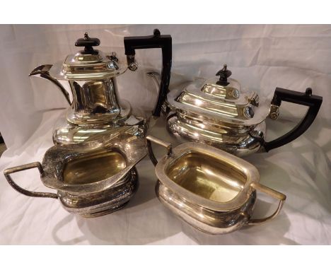 Walker &amp; Hall silver plated four piece tea service. P&amp;P Group 3 (£25+VAT for the first lot and £5+VAT for subsequent 
