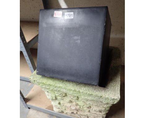 Reconstituted stone planter, 43 x 43 x 44 cm and another. Not available for in-house P&amp;P 