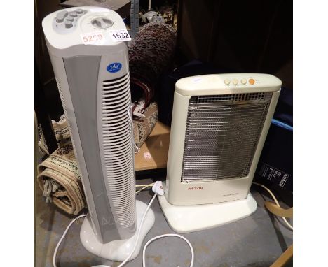 Prem-I-Air oscillating tower fan and a further example (2). All electrical items in this lot have been PAT tested for safety 