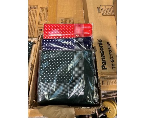 180 Japanese cotton handkerchiefs, as new. three different colours to include red, blue and green. P&amp;P Group 2 (£18+VAT f