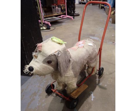 Vintage pushalong dog toy. Not available for in-house P&amp;P 