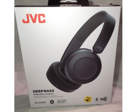JVC wireless bluetooth foldable deep bass on ear lightweight HA-S31BT headphones, black, new and boxed. P&amp;P Group 1 (£14+