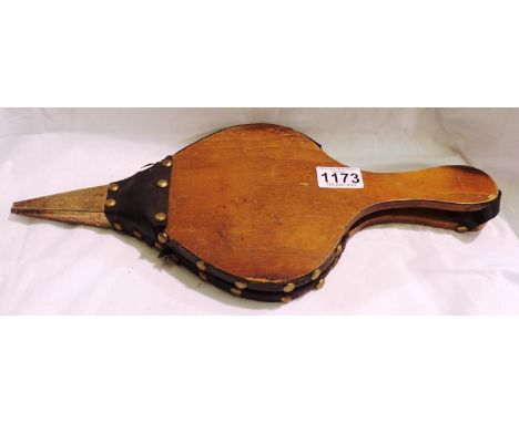 Walnut fireplace wooden bellows. P&amp;P Group 1 (£14+VAT for the first lot and £1+VAT for subsequent lots) 