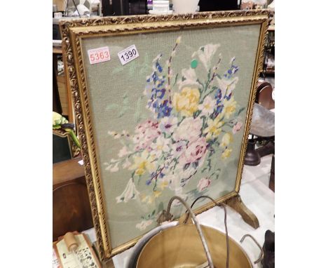 Gilt framed tapestry firescreen. Not available for in-house P&amp;P 