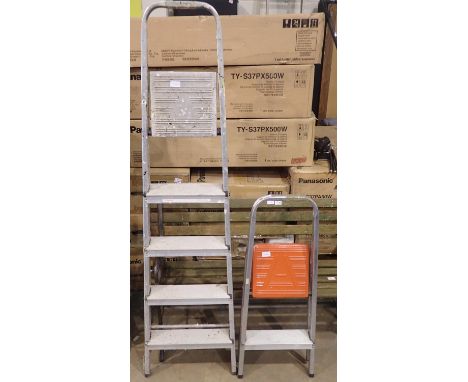Four rung aluminium step ladders. Not available for in-house P&amp;P 
