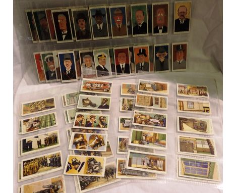 John Players &amp; Sons straight line caricatures (50), and Wills Air Raid Precautions cigarette cards (50). P&amp;P Group 1 