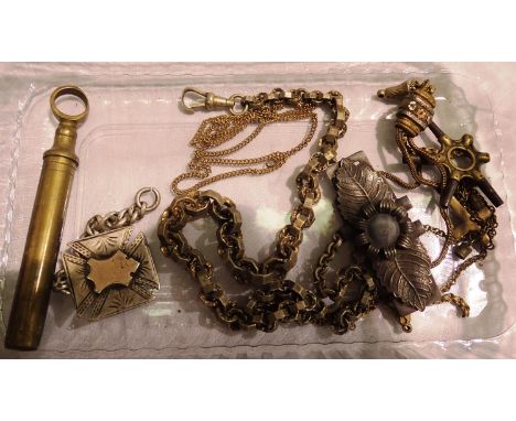 Hallmarked silver fob and other watch parts and chains. P&amp;P Group 1 (£14+VAT for the first lot and £1+VAT for subsequent 
