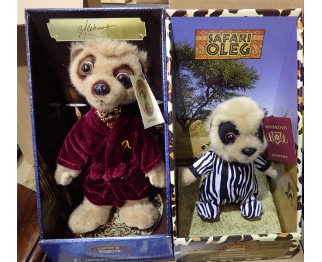 Two boxed meerkat toys, Alexander and Safari Oleg. P&amp;P Group 2 (£18+VAT for the first lot and £3+VAT for subsequent lots)