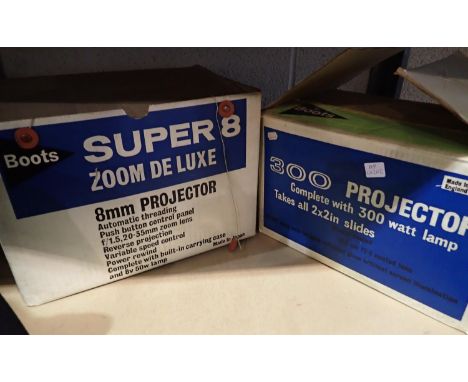 Two projectors to include Boots Super 8 Zoom De Luxe and Boots 300 projector. All electrical items in this lot have been PAT 