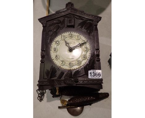 Vintage cuckoo clock with weights and pendulum. Not available for in-house P&amp;P 