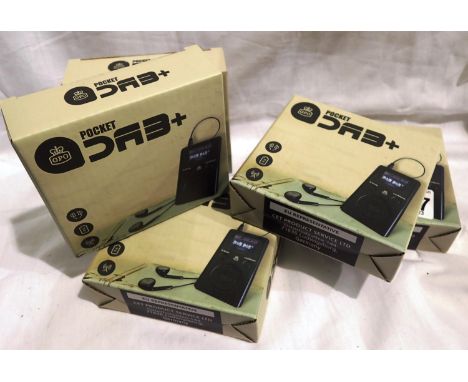 Five new old stock personal DAB radios with headphones. P&amp;P Group 1 (£14+VAT for the first lot and £1+VAT for subsequent 