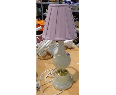 Alabaster table lamp. All electrical items in this lot have been PAT tested for safety and have passed. This does not confirm