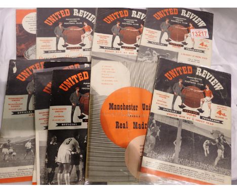 Nine Manchester United 1959-1960 programmes. P&amp;P Group 1 (£14+VAT for the first lot and £1+VAT for subsequent lots) 