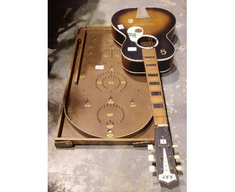 Vintage Bagatelle board game and guitar. Not available for in-house P&amp;P 