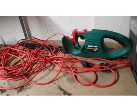 Qualcast Hedgemaster 420 hedge cutter with extension cable. All electrical items in this lot have been PAT tested for safety 