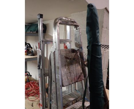 Two sets of aluminium five step ladders. Not available for in-house P&amp;P 