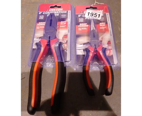 Pair of new and unused 6 inch long nose pliers and 8 inch combination pliers (2). P&amp;P Group 1 (£14+VAT for the first lot 
