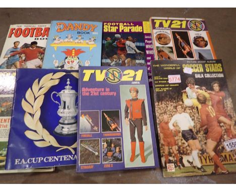Soccer books and a set of Esso FA Cup medals. Not available for in-house P&amp;P 