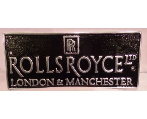 Aluminium Rolls Royce plaque, W: 25 cm. P&amp;P Group 1 (£14+VAT for the first lot and £1+VAT for subsequent lots) 