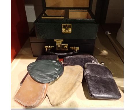 Two lock and key jewellery boxes and a quantity of purses/wallets. P&amp;P Group 3 (£25+VAT for the first lot and £5+VAT for 