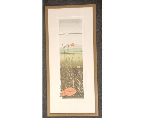 Barbara RobertsonFramed lithograph titled ''Tall Poppy'' Signed.Print 14/14[86x40cm] 