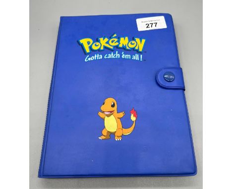 Vintage Pokemon album containing a large quantity of collectable pokemon cards to include first generation cards, Charizard, 