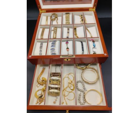 A Large jewellery bracelet display box full of gate bracelets, id bracelets etc 