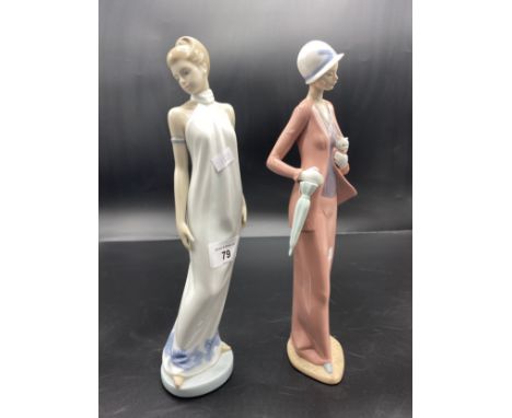 2 Large Nao lady figurines 